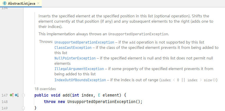 AbstractList默认不支持add操作