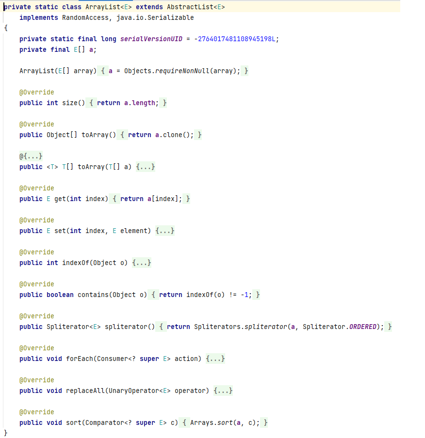 Arrays.asList实现了自定义的ArrayList